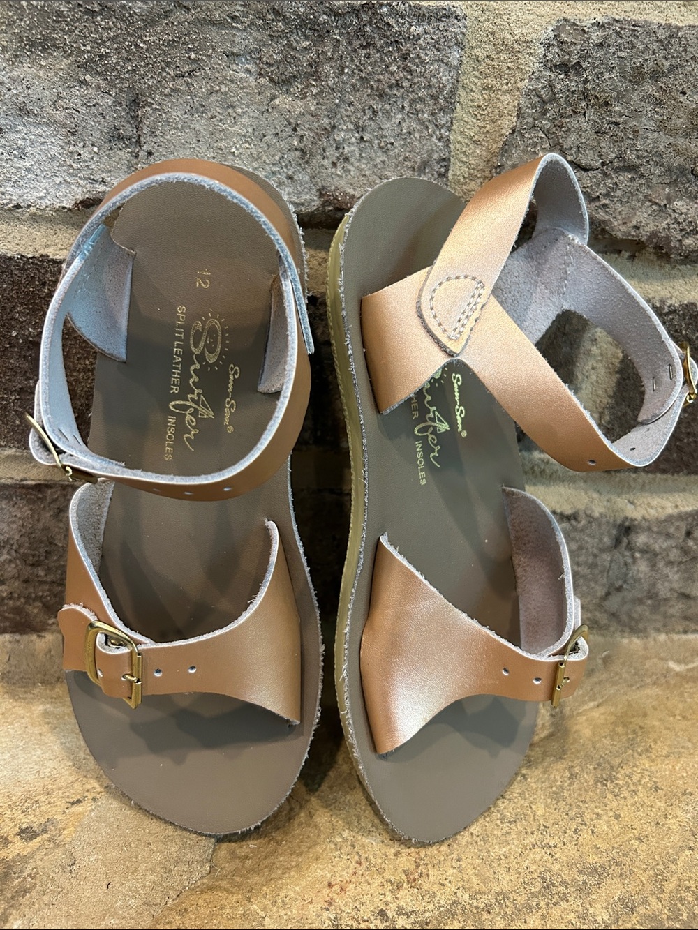 Little Girls Size 12 Saltwater San Sun Surfer Buckle Sandals Rose Gold - Picture 2 of 4